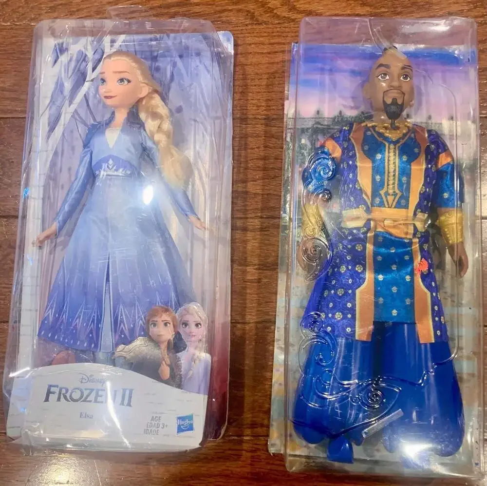 Lot of‎ 2 Disney Dolls – Frozen Elsa & Aladdin Genie – New in Box